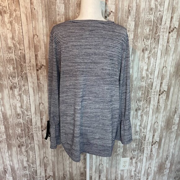 Charming Charlie Blue & White Striped Long Sleeve Shirt size XL - Picture 4 of 5